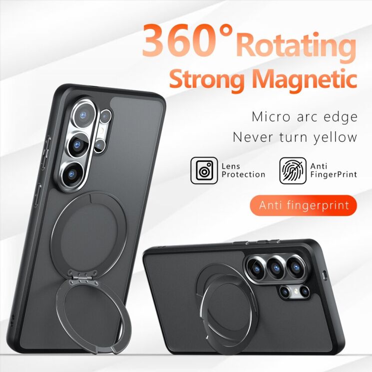 Защитный чехол Deexe Matte Skin Kickstand with MagSafe для Samsung Galaxy S25 FE (S731) - Black: фото 3 из 13