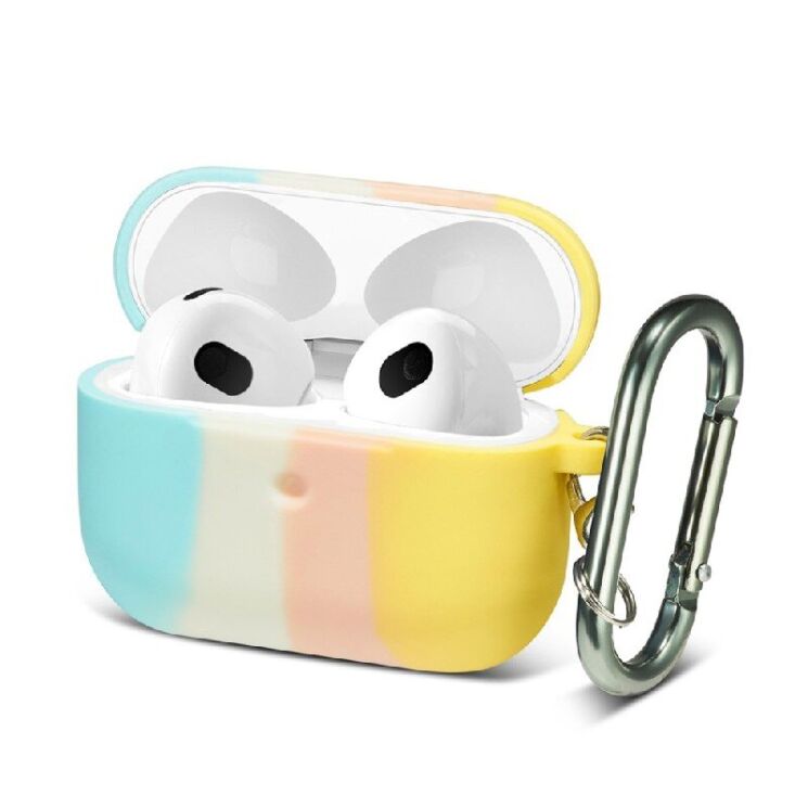 Защитный чехол Deexe Rainbow Case для AirPods 3 - Cyan / Light Yellow: фото 1 из 4