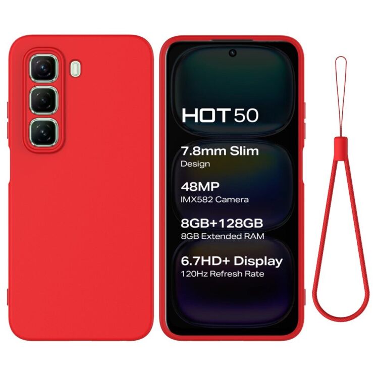 Защитный чехол Deexe Silicone Case для Infinix Hot 50 - Red: фото 1 из 8