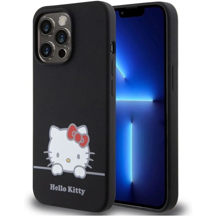 Защитный чехол Hello Kitty Liquid Silicone для Apple iPhone 13 Pro - Black: фото 1 из 7