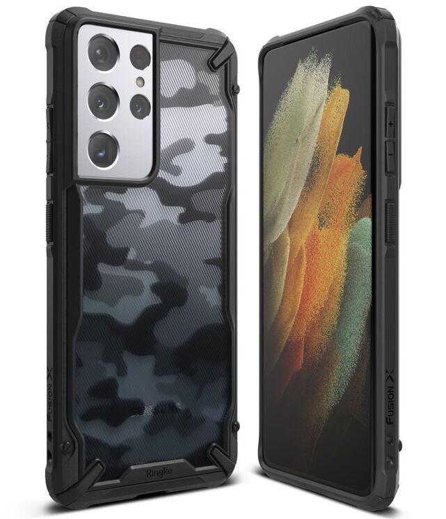 Защитный чехол RINGKE Fusion X для Samsung Galaxy S21 Ultra (G998) - Camo Black: фото 1 из 6