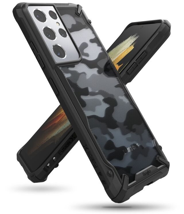 Защитный чехол RINGKE Fusion X для Samsung Galaxy S21 Ultra (G998) - Camo Black: фото 2 из 6