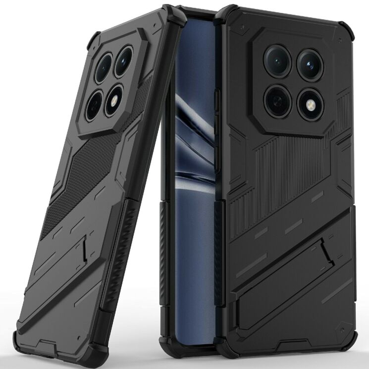 Захисний чохол з підставкою Deexe Bibercas для Xiaomi Redmi Note 15 5G / Poco M8 5G - Black: фото 1 з 5