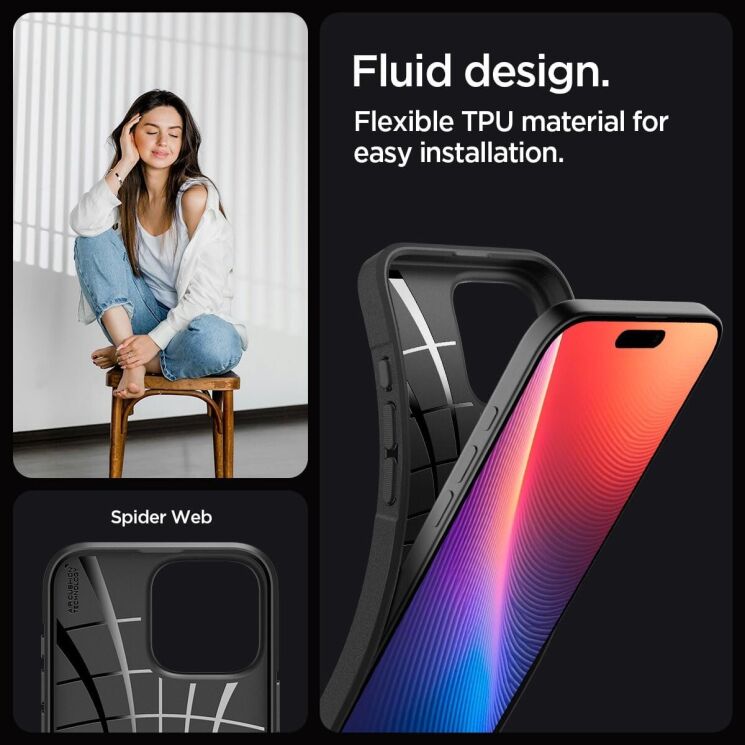 Защитный чехол Spigen (SGP) Core Armor для Apple iPhone 16 Pro - Matte Black: фото 10 из 13