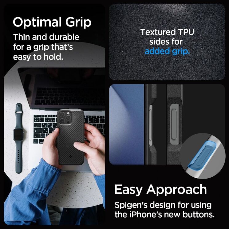 Защитный чехол Spigen (SGP) Core Armor для Apple iPhone 16 Pro - Matte Black: фото 9 из 13