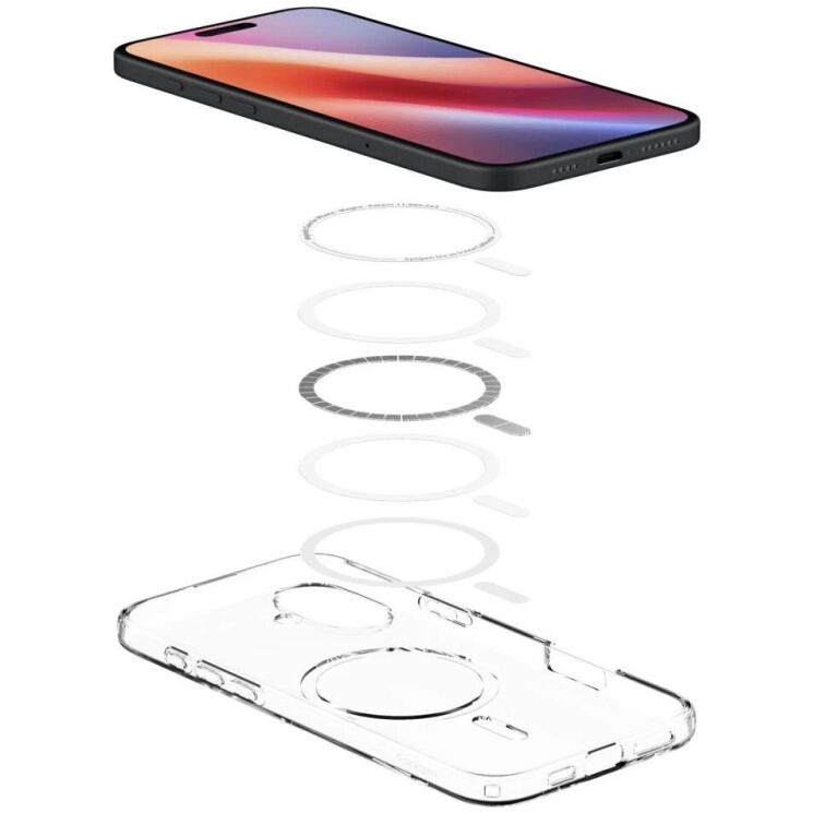 Защитный чехол Spigen (SGP) Liquid Crystal (MagFit) для Apple iPhone 16 - Clear: фото 4 из 13