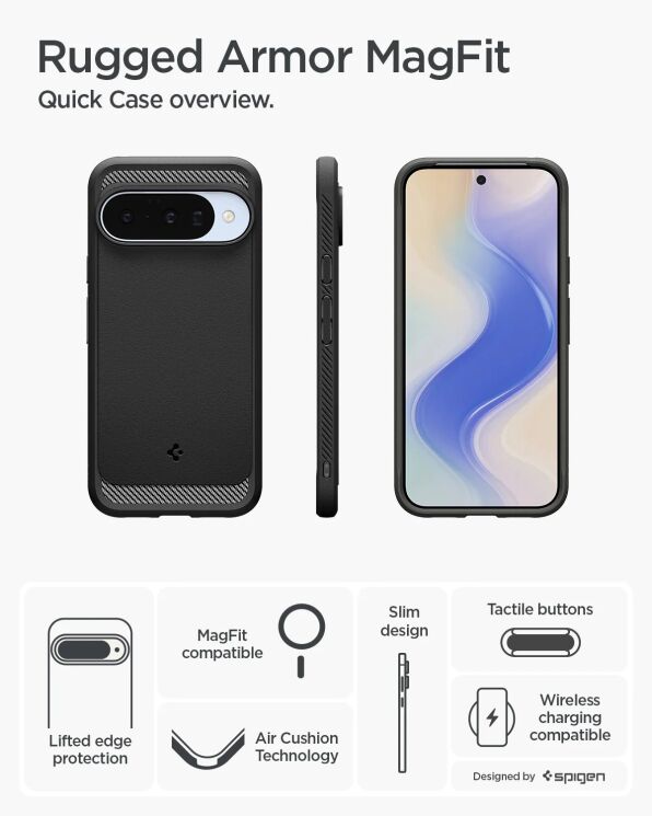 Захисний чохол Spigen (SGP) Rugged Armor (MagFit) для Google Pixel 10 / 10 Pro (ACS09698) - Black: фото 12 з 17
