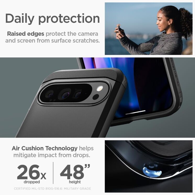 Защитный чехол Spigen (SGP) Tough Armor для Google Pixel 9 Pro XL - Metal Slate: фото 15 из 16