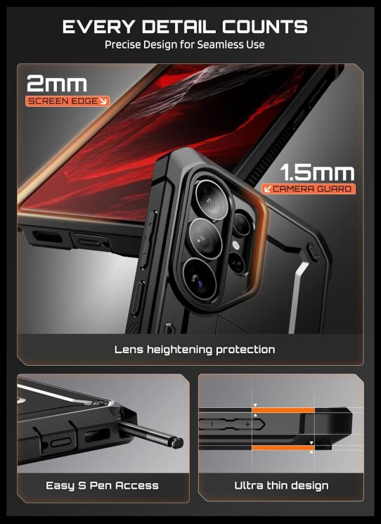 Защитный чехол Supcase Unicorn Beetle Pro Set для Samsung Galaxy S26 Ultra (S948) 843439160729 - Black: фото 5 из 9