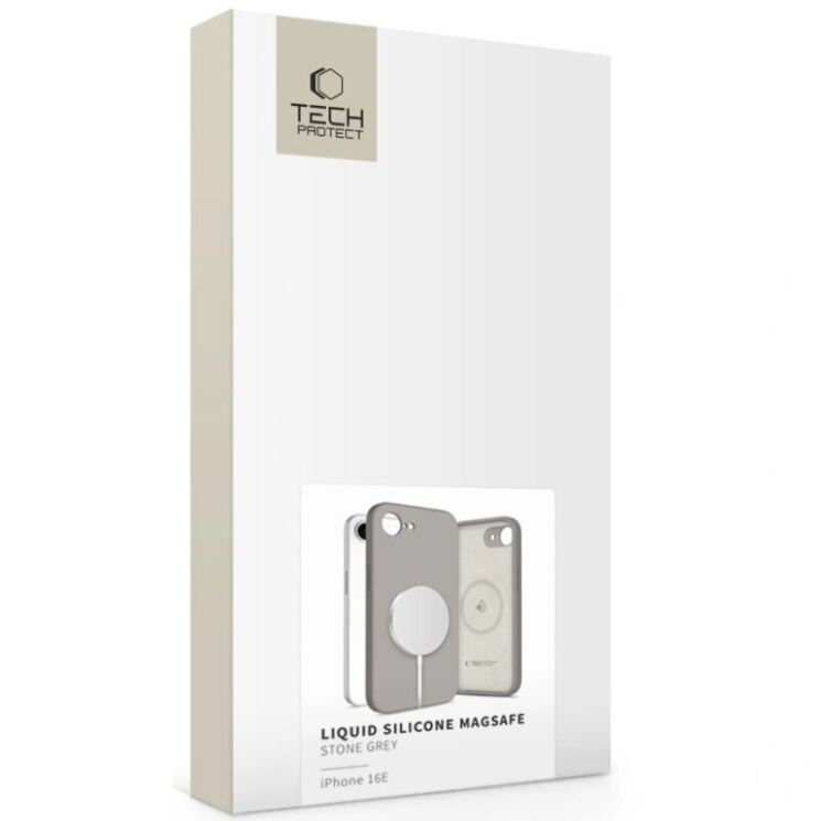 Защитный чехол Tech-Protect Liquid Silicone MagSafe для Apple iPhone 16e - Stone Grey: фото 3 из 4