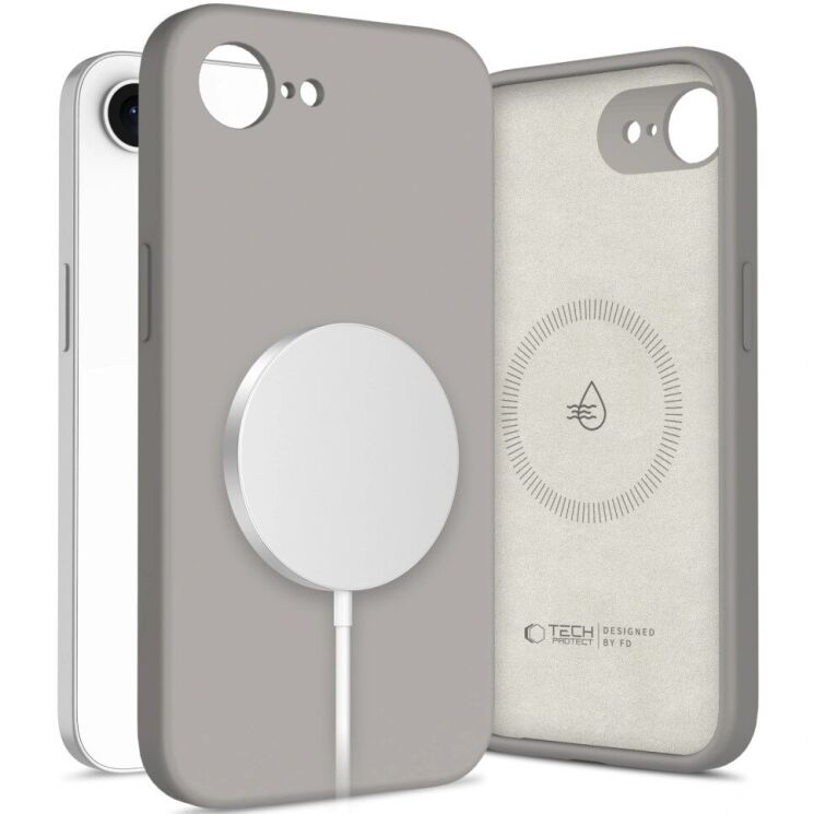 Защитный чехол Tech-Protect Liquid Silicone MagSafe для Apple iPhone 16e - Stone Grey: фото 1 из 4