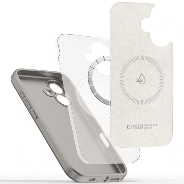 Защитный чехол Tech-Protect Liquid Silicone MagSafe для Apple iPhone 16e - Stone Grey: фото 2 из 4