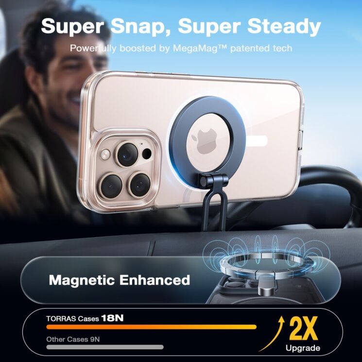 Захисний чохол TORRAS Sparka MagSafe для Apple iPhone 16 Pro - Transparent: фото 3 з 13