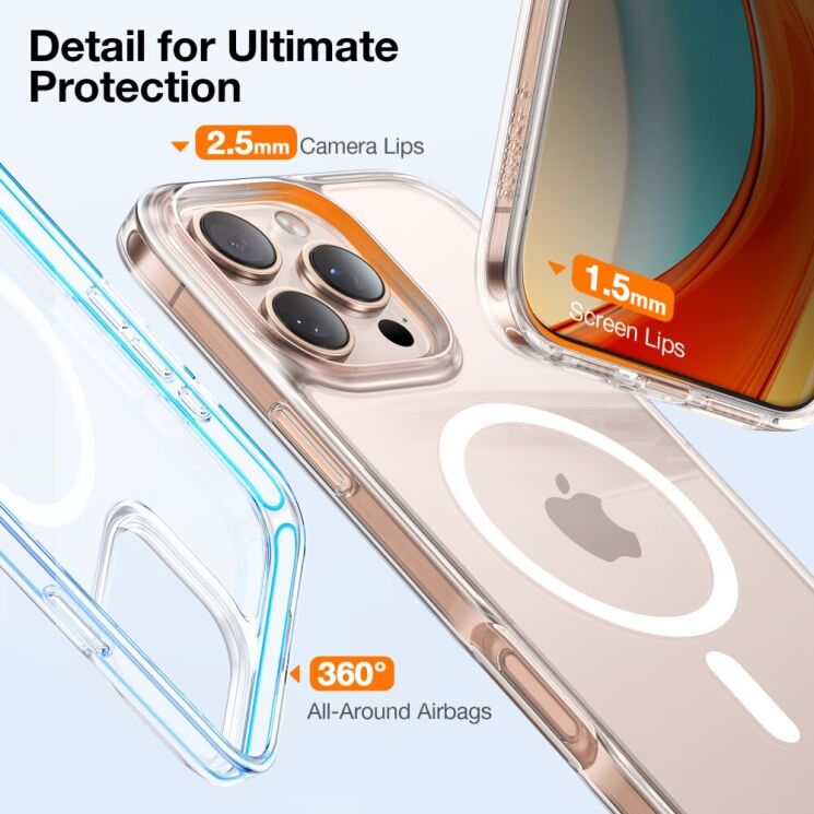 Захисний чохол TORRAS Sparka MagSafe для Apple iPhone 16 Pro - Transparent: фото 6 з 13