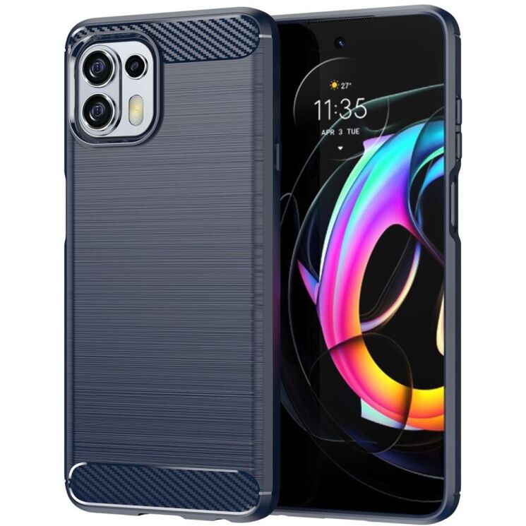 Захисний чохол UniCase Carbon для Motorola Edge 20 Lite - Blue: фото 1 з 9