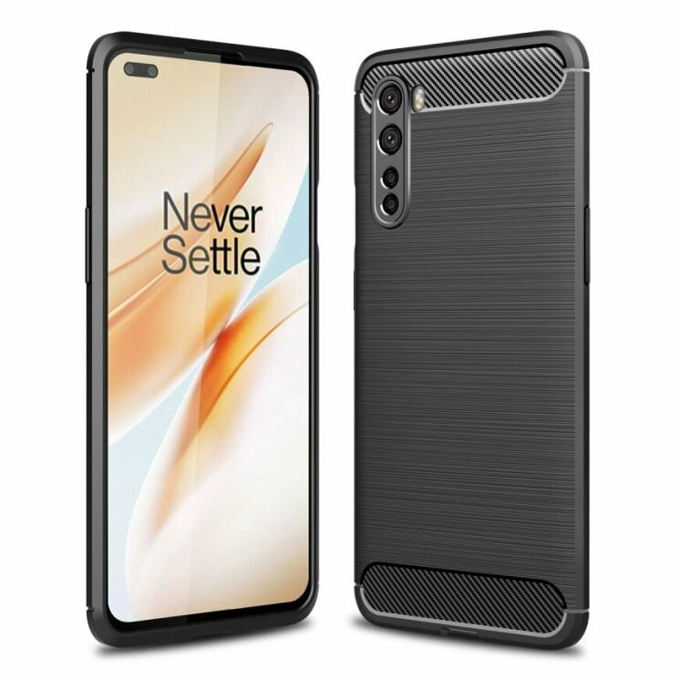 Защитный чехол UniCase Carbon для OnePlus Nord - Black: фото 1 из 11