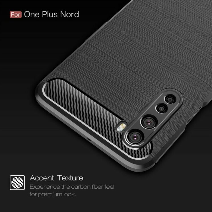 Защитный чехол UniCase Carbon для OnePlus Nord - Black: фото 6 из 11