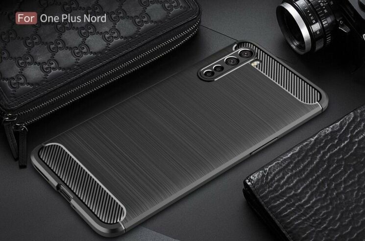 Защитный чехол UniCase Carbon для OnePlus Nord - Black: фото 2 из 11