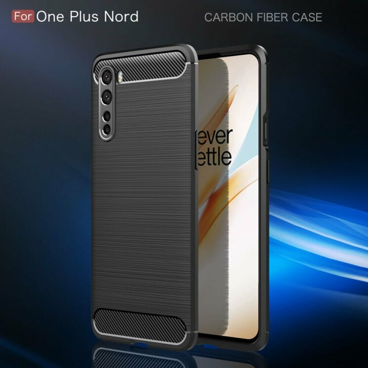 Защитный чехол UniCase Carbon для OnePlus Nord - Black: фото 4 из 11