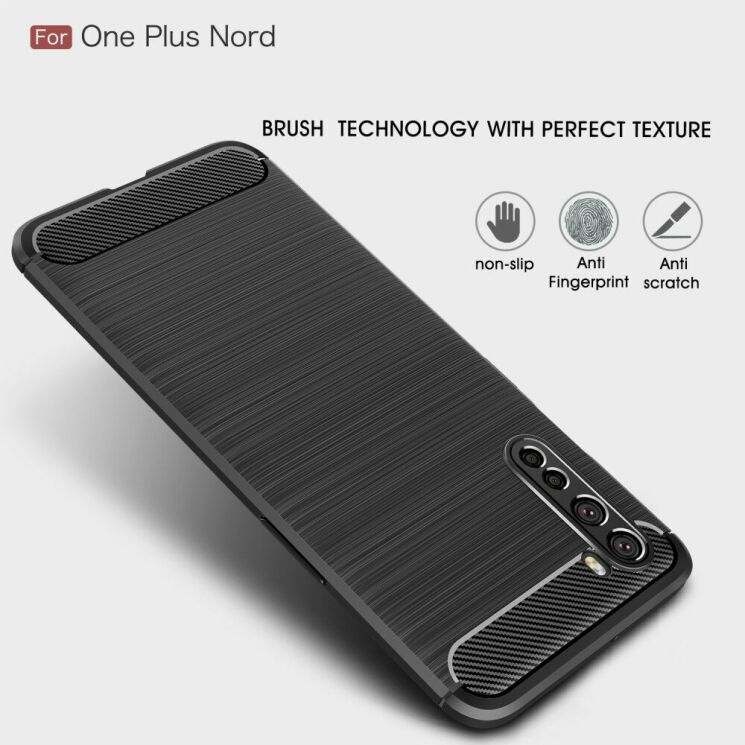 Защитный чехол UniCase Carbon для OnePlus Nord - Black: фото 5 из 11