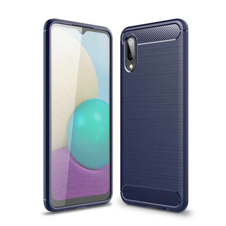 Силиконовый (TPU) чехол UniCase Carbon для Samsung Galaxy A02 (A022) - Blue: фото 1 из 11