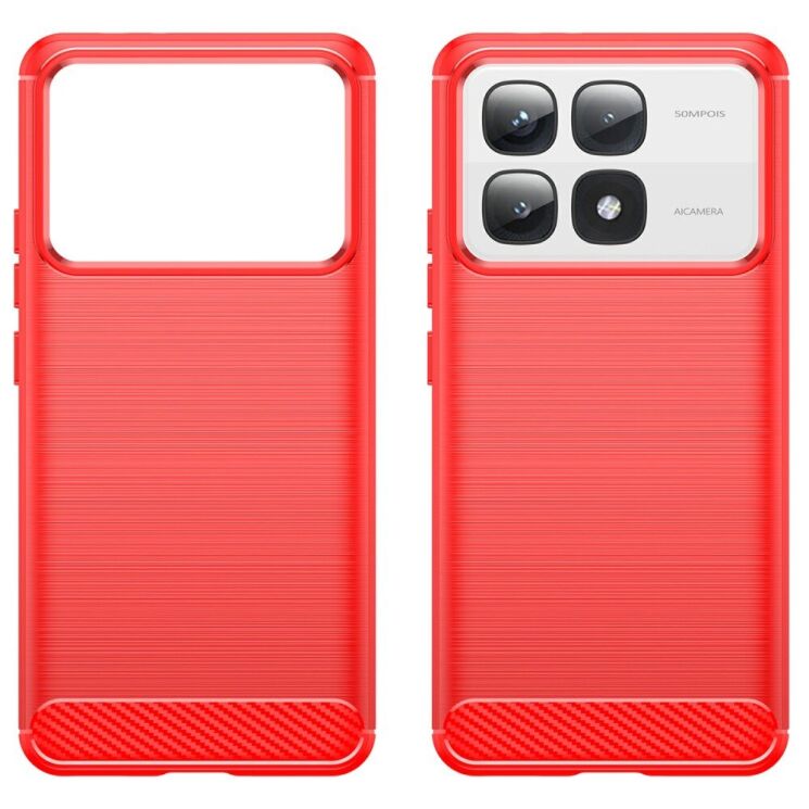 Захисний чохол UniCase Carbon для Xiaomi 14T Pro - Red: фото 2 з 12