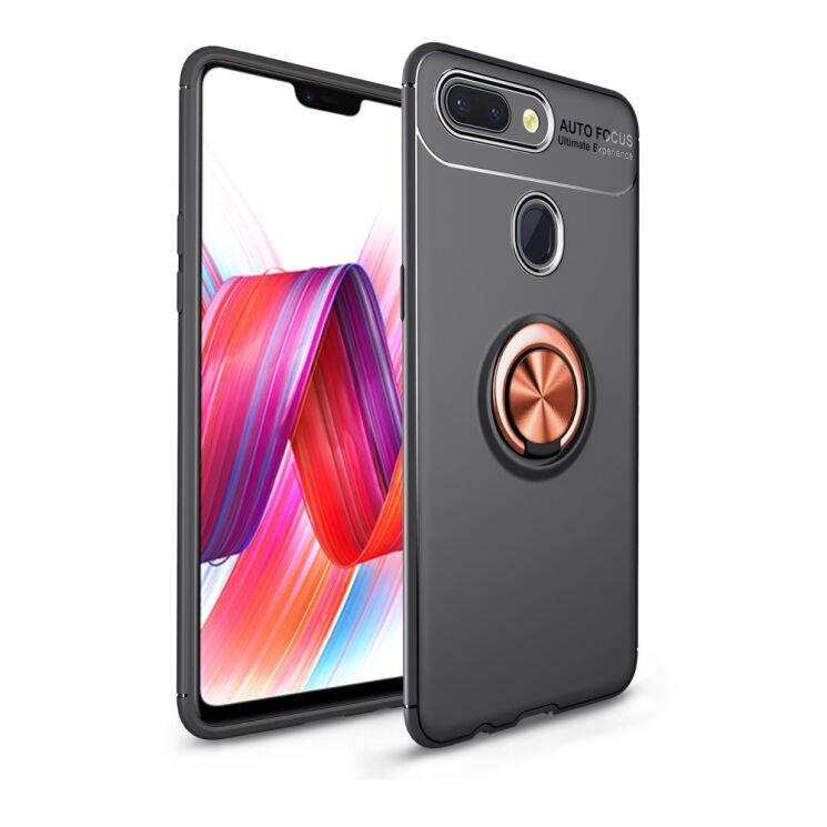 Чехол с магнитным кольцом UniCase Magnetic Ring для Xiaomi Mi 8 Lite - Black / Rose Gold: фото 1 из 8
