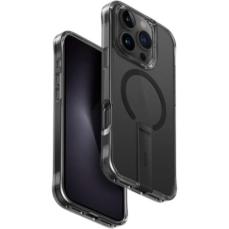 Защитный чехол UNIQ Eleva with Vertica Stand для Apple iPhone 16 Pro - Carbon Black: фото 1 из 6