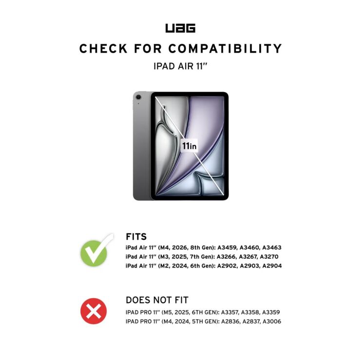 Захисний чохол URBAN ARMOR GEAR Plyo LT для iPad Air 11 M4/M3/M2 (2026/2025/2024) - Ice / Black: фото 9 з 9