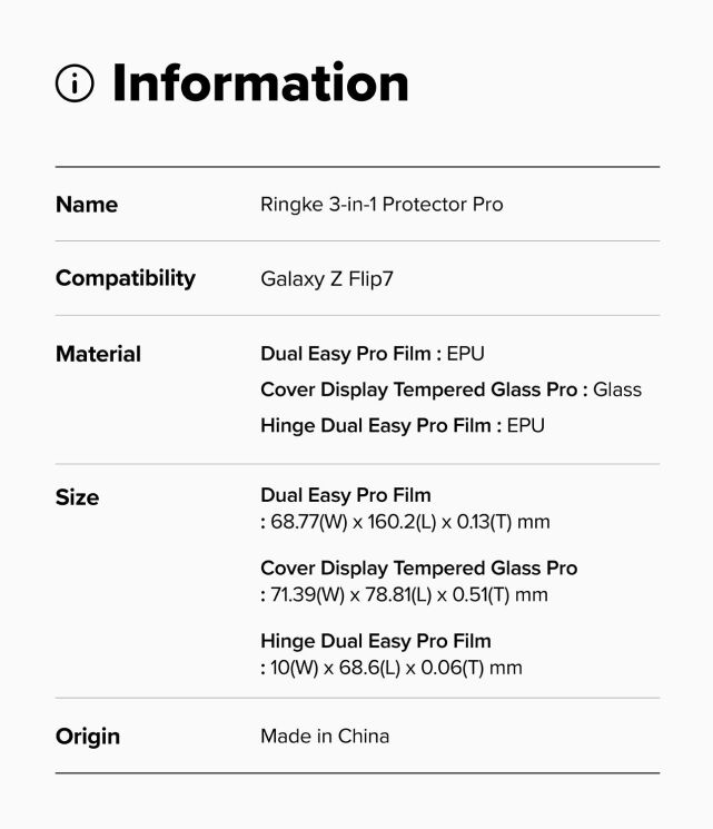 Защитный комплект Ringke 3 in 1 Protector Pro для Samsung Galaxy Flip 7 (8800293855965): фото 27 из 27