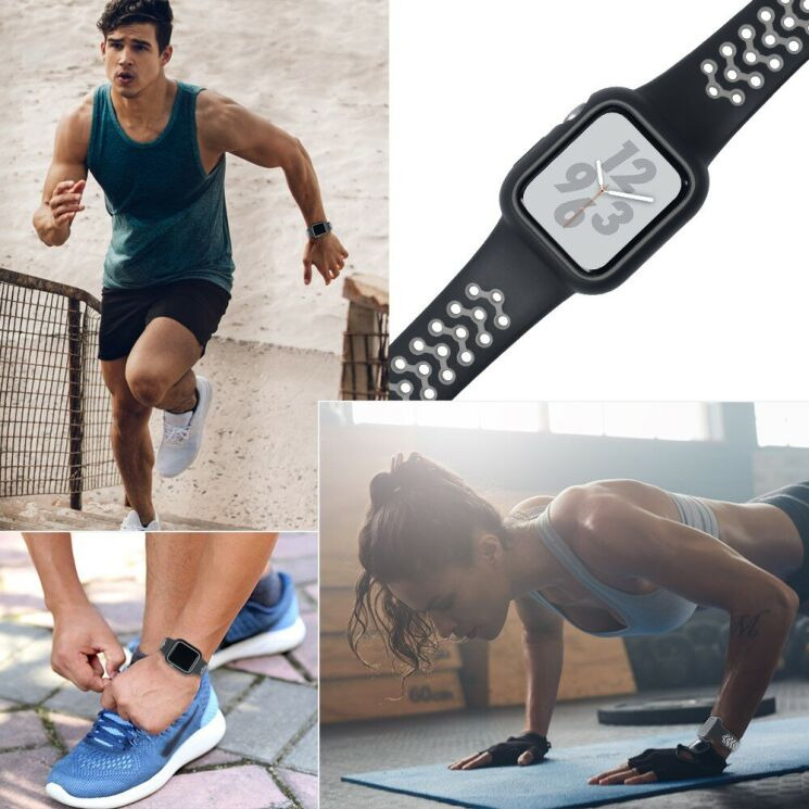 Ремінець Deexe Dot Color для Apple Watch 46 / 45 / 44 / SE 44 / 42 (Series 1-3) / Ultra / Ultra 2 / Ultra 3 - Black / Grey: фото 6 з 6