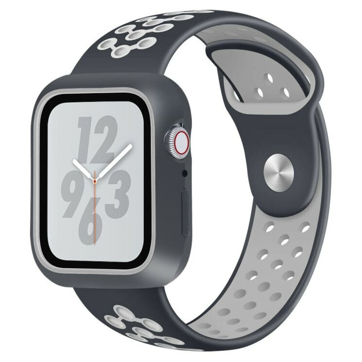 Ремінець Deexe Dot Color для Apple Watch 46 / 45 / 44 / SE 44 / 42 (Series 1-3) / Ultra / Ultra 2 / Ultra 3 - Black / Grey: фото 1 з 6