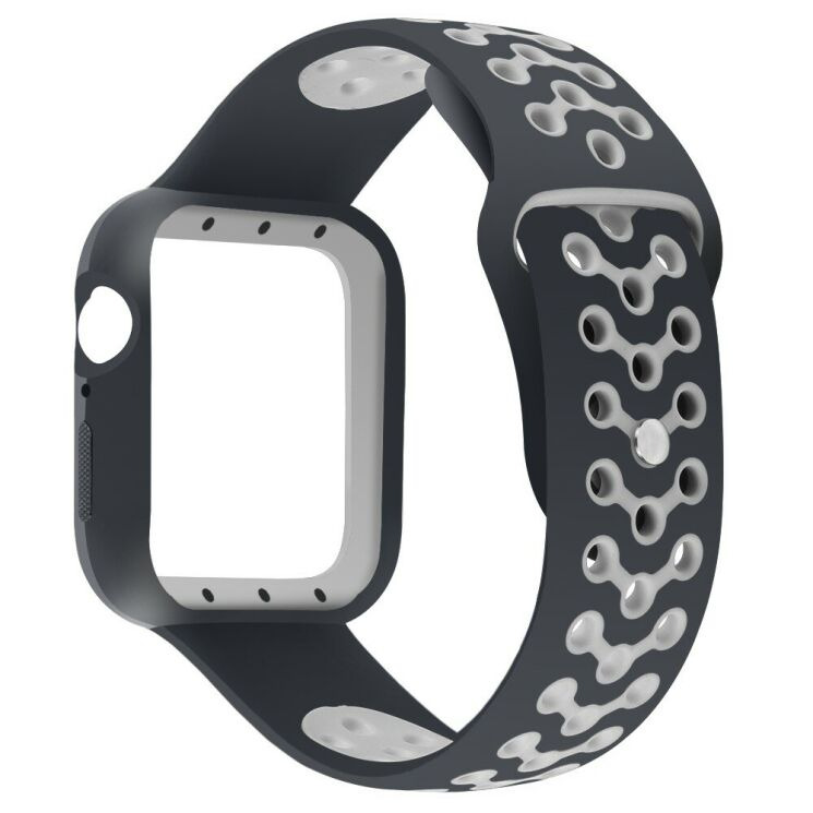 Ремінець Deexe Dot Color для Apple Watch 46 / 45 / 44 / SE 44 / 42 (Series 1-3) / Ultra / Ultra 2 / Ultra 3 - Black / Grey: фото 4 з 6