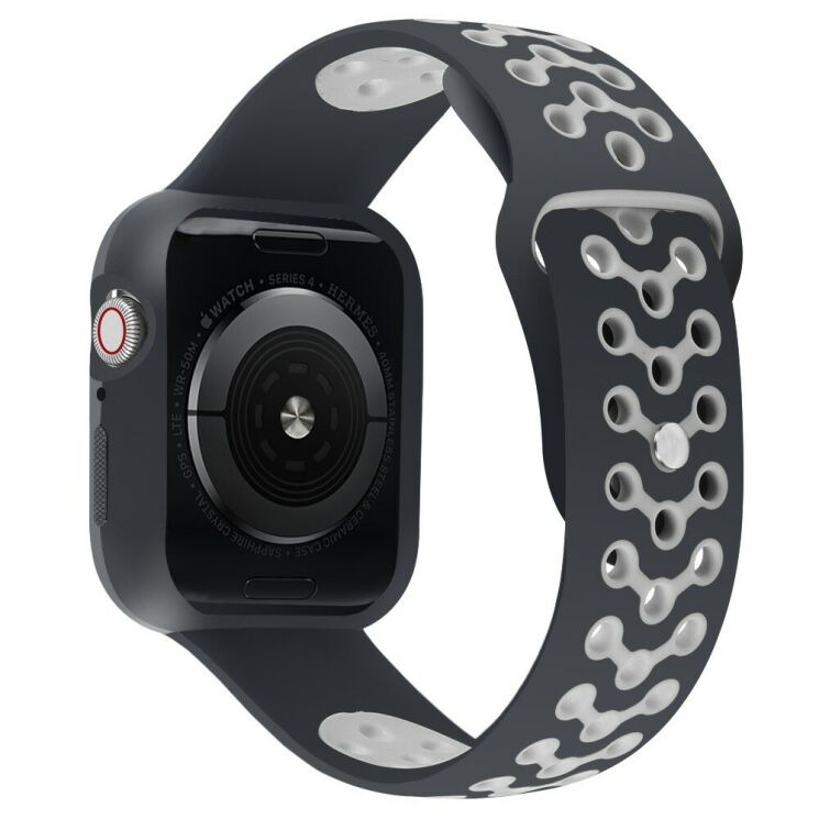 Ремінець Deexe Dot Color для Apple Watch 46 / 45 / 44 / SE 44 / 42 (Series 1-3) / Ultra / Ultra 2 / Ultra 3 - Black / Grey: фото 2 з 6