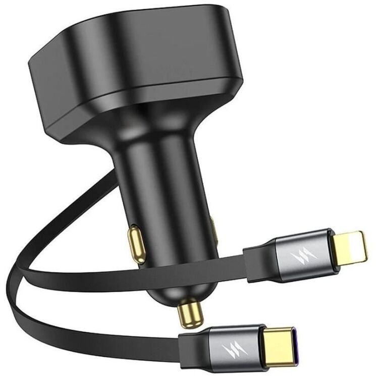 Автомобильное зарядное устройство Hoco NZ13 Clever PD30W + кабель Type-C to Lightning - Black: фото 2 из 8