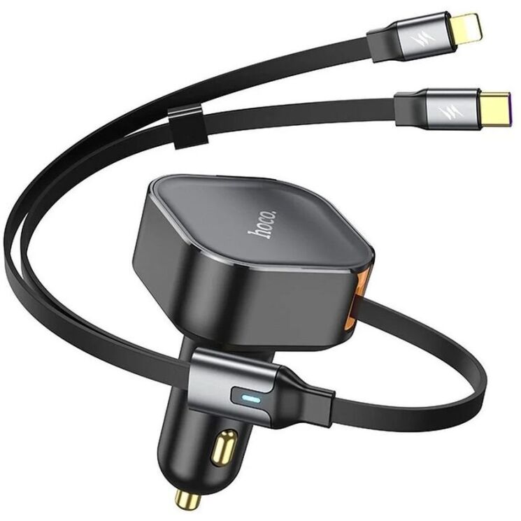Автомобильное зарядное устройство Hoco NZ13 Clever PD30W + кабель Type-C to Lightning - Black: фото 4 из 8