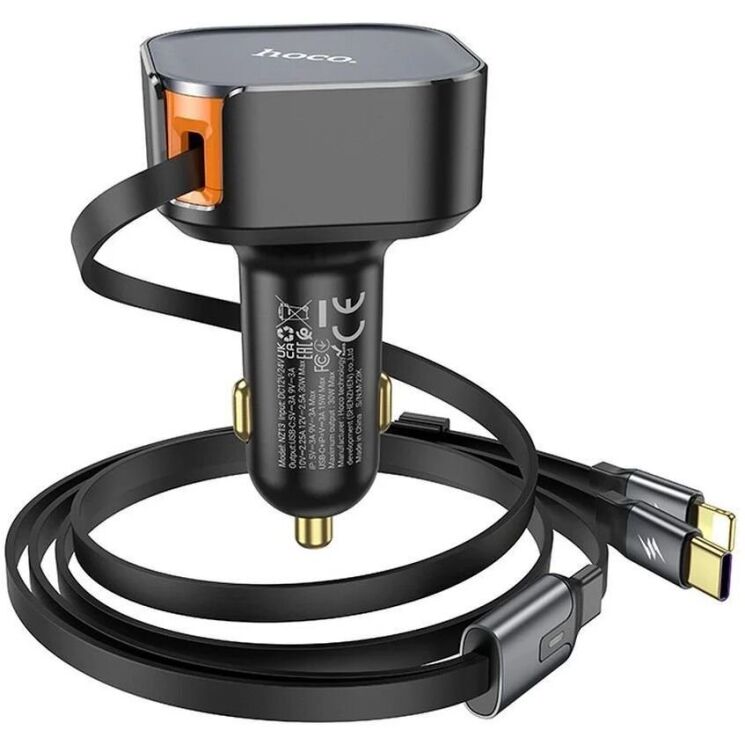 Автомобильное зарядное устройство Hoco NZ13 Clever PD30W + кабель Type-C to Lightning - Black: фото 3 из 8