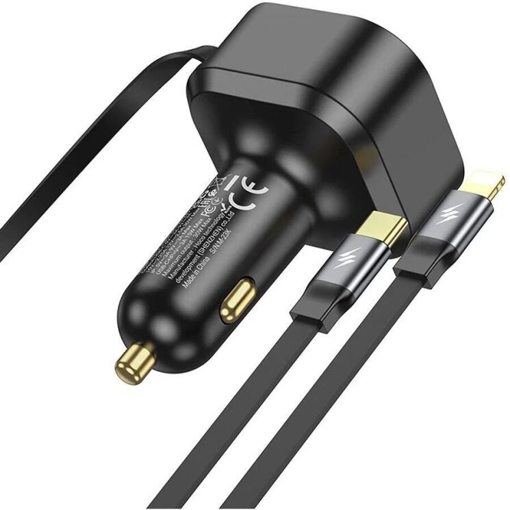 Автомобильное зарядное устройство Hoco NZ13 Clever PD30W + кабель Type-C to Lightning - Black: фото 5 из 8
