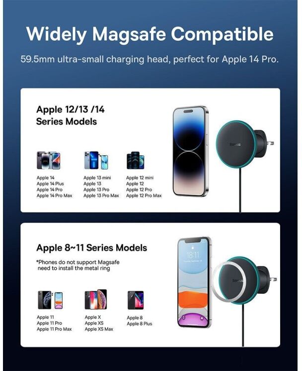 Автомобильный держатель с зарядным устройством Baseus CW01 Magnetic Wireless 25W (C40141000111-01) - Black: фото 11 из 11