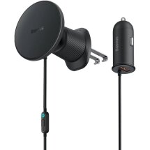 Автомобильный держатель с зарядным устройством Baseus CW01 Magnetic Wireless 25W (C40141000111-01) - Black: фото 1 из 11