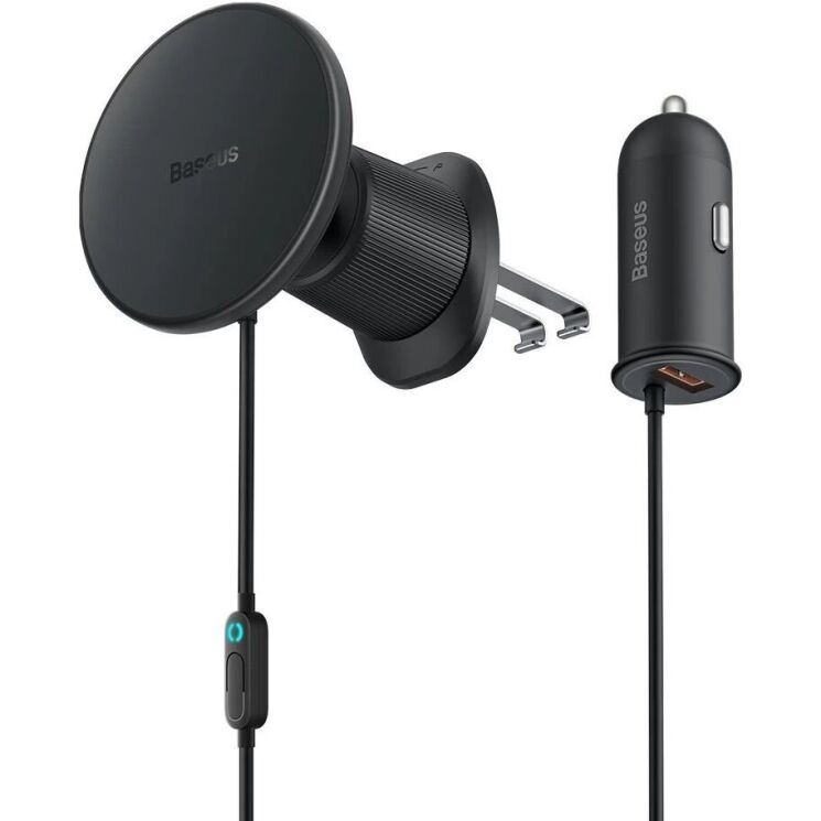 Автомобильный держатель с зарядным устройством Baseus CW01 Magnetic Wireless 25W (C40141000111-01) - Black: фото 1 из 11