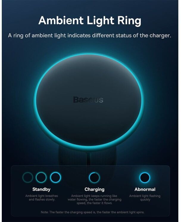 Автомобильный держатель с зарядным устройством Baseus CW01 Magnetic Wireless 25W (C40141000111-01) - Black: фото 10 из 11