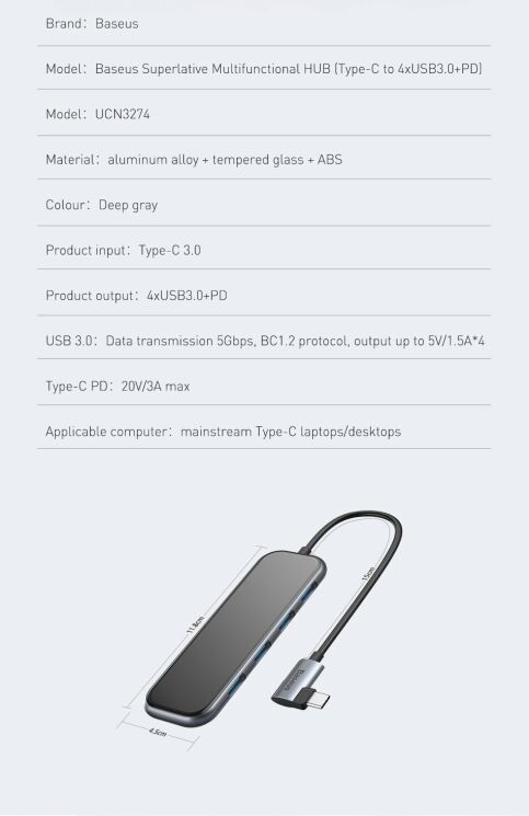 BASEUS Multifunction HUB Type-C to USB - Dark Grey: фото 25 из 25