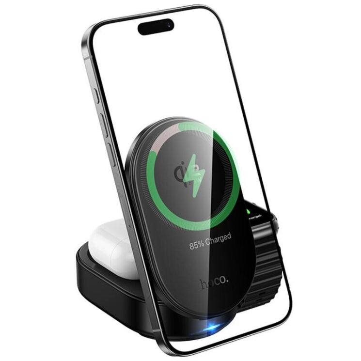 Беспроводное зарядное устройство Hoco CQ23 QI2 3 in 1 (25W) - Black: фото 2 из 6