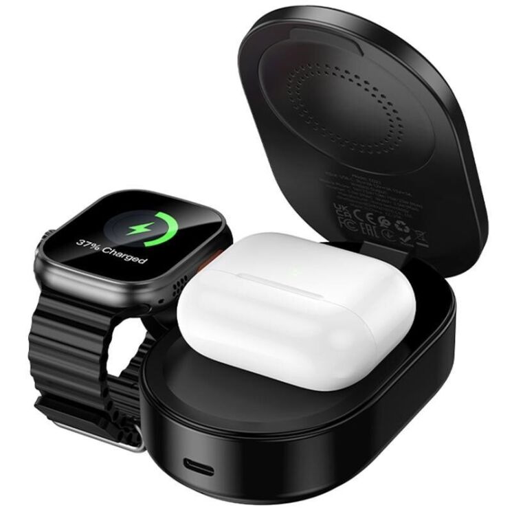 Беспроводное зарядное устройство Hoco CQ23 QI2 3 in 1 (25W) - Black: фото 5 из 6