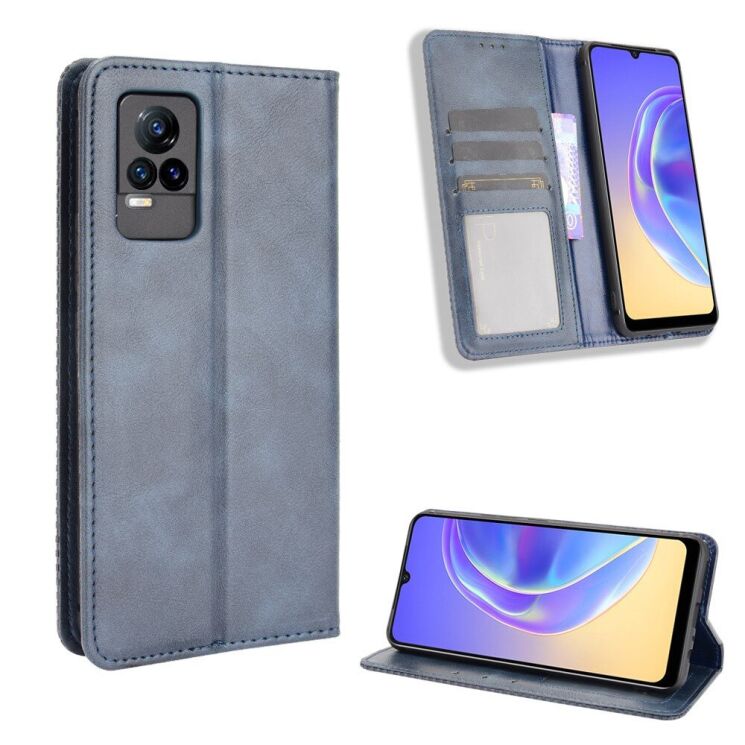 Чехол Deexe Retro Style для VIVO V21e - Blue: фото 7 из 16
