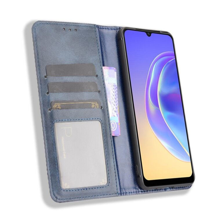 Чехол Deexe Retro Style для VIVO V21e - Blue: фото 5 из 16