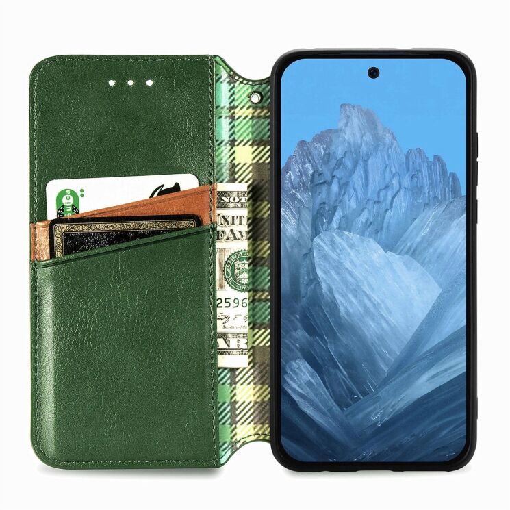 Чехол Deexe Rhombus Wallet для Google Pixel 11 / 11 Pro - Green: фото 2 из 10