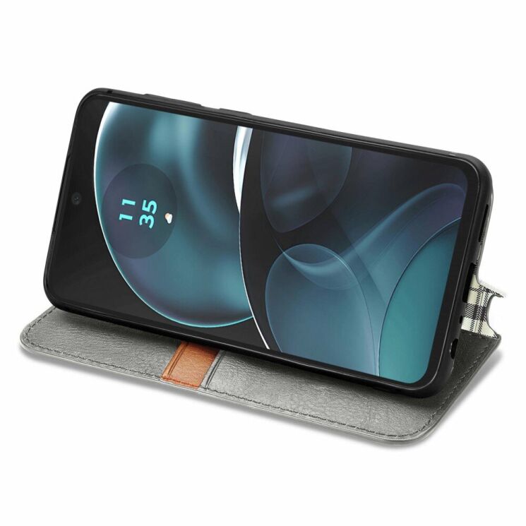 Чехол Deexe Rhombus Wallet для Motorola Moto G14 - Grey: фото 3 из 6