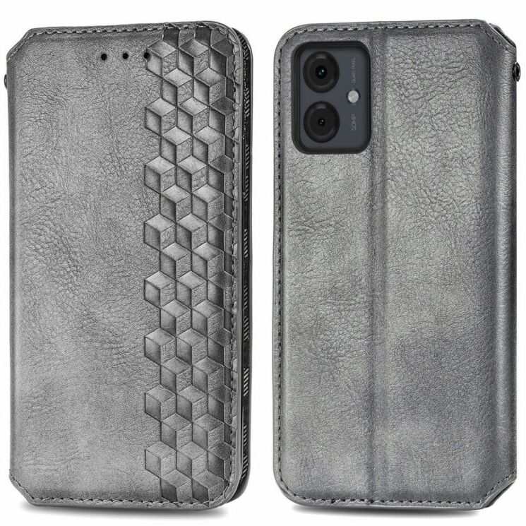 Чехол Deexe Rhombus Wallet для Motorola Moto G14 - Grey: фото 1 из 6